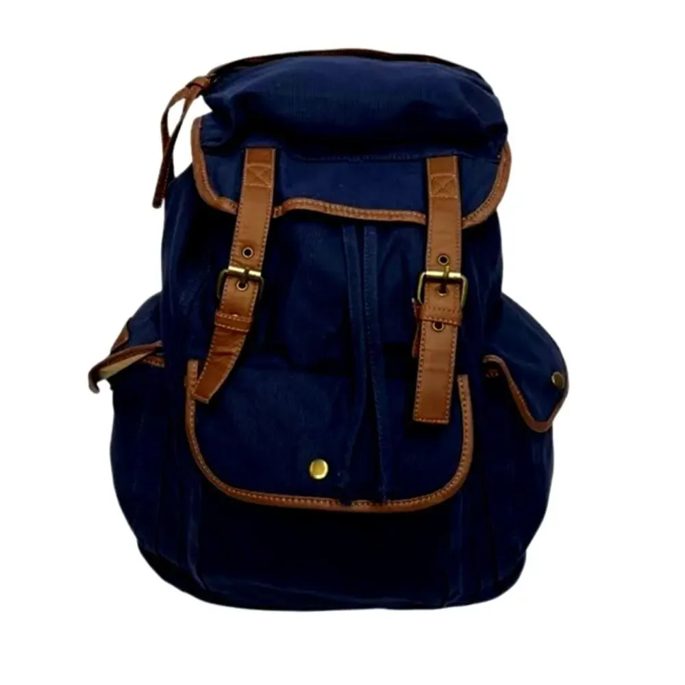NWT! Hynes Eagle Retro Designer Canvas‎ Backpack 28L NAVY
